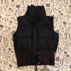 True religion navy down puffy vest brown piping